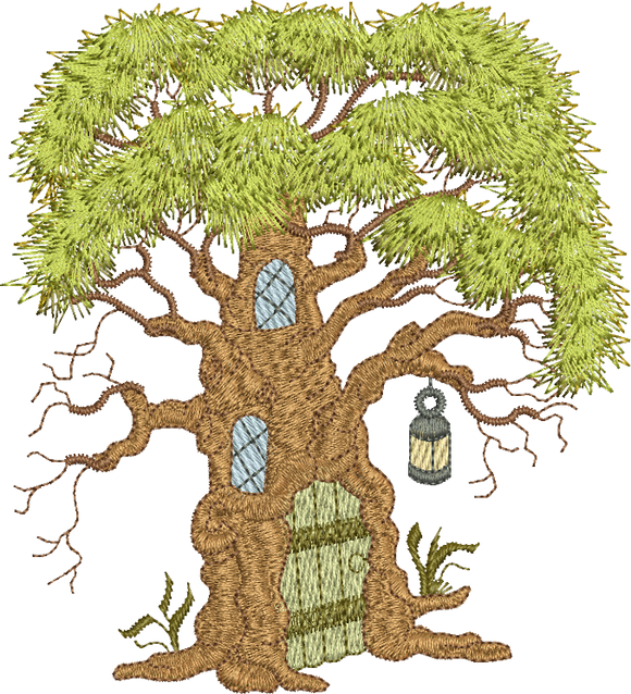 Oak Tree House Embroidery Motif - 01 by Sue Box