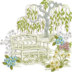 Garden Scene B Embroidery Motif - 02 by Sue Box