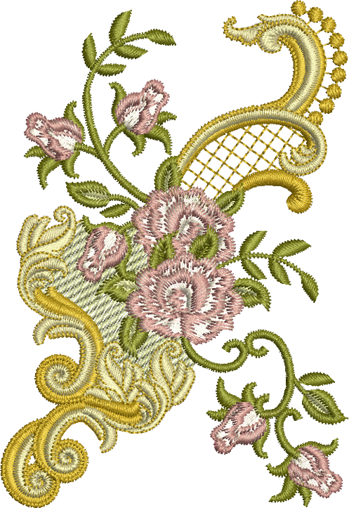 Rose Design Embroidery Motif - 03 - Golden Classic by Sue Box