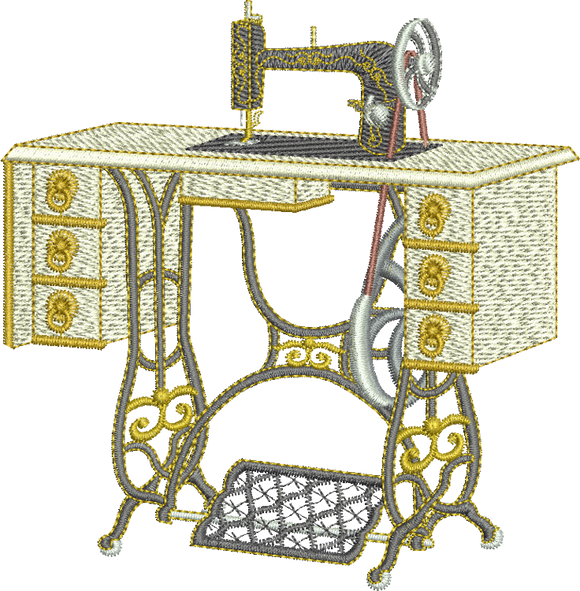 Treadle Sewing Machine Embroidery Motif - 04 by Sue Box