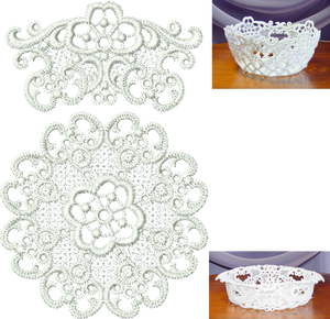 Lace Small Bowl Set FSL Embroidery Motif - 06 by Sue Box