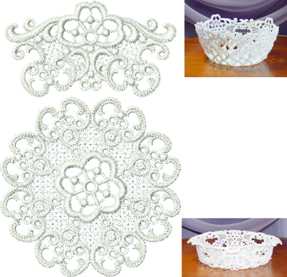 Lace Small Bowl Set FSL Embroidery Motif - 06 by Sue Box