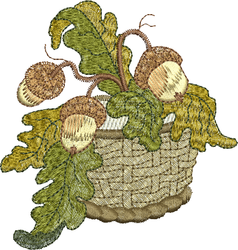 Acorn Basket Embroidery Motif - 07 by Sue Box