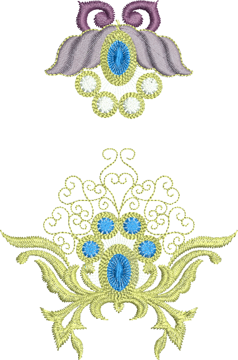 Jewel Motif A and Flower 4 Embroidery Designs - 07 by Sue Box
