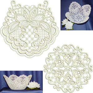Lace - Exclusive Bowl Set Embroidery Motif by Sue Box