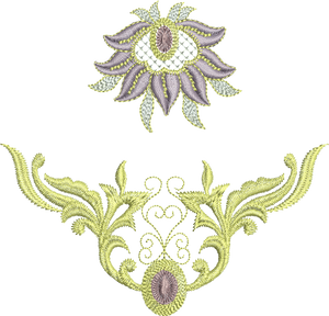 Jewel Motif C and Flower 2 Embroidery Design - 08 by Sue Box