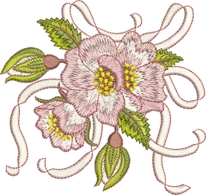 Briar and Ribbon Bouquet Embroidery Motif - 09 by Sue Box