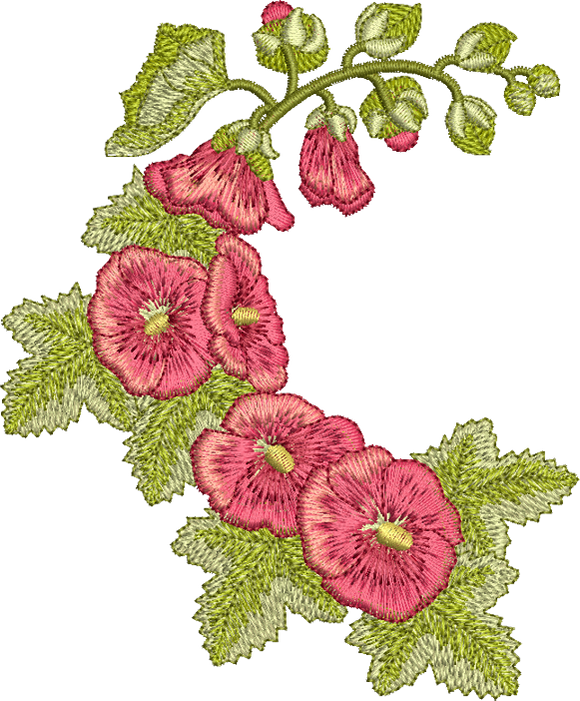 Hollyhock Design Embroidery Motif - 13 by Sue Box
