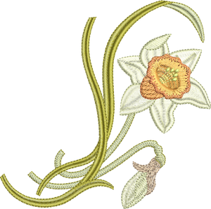 Daffodil Flower Spray Embroidery Motif - 14 by Sue Box
