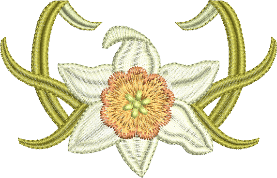 Daffodil Flower Bloom Embroidery Motif - 15 by Sue Box