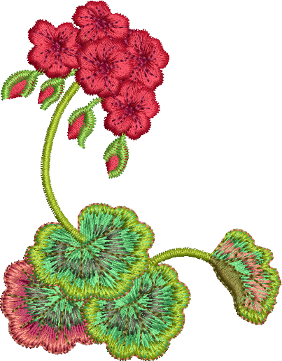 Geranium Flower Corner 1 Embroidery Motif - 17 by Sue Box