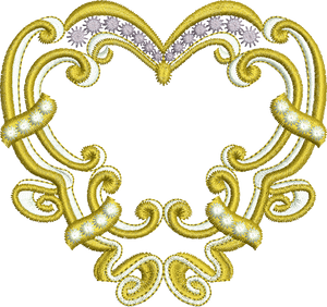 Gold Heart Embroidery Motif - 18 by Sue Box
