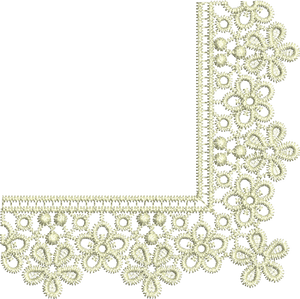 Lace Taj Flower Corner Embroidery Motif - 19 - Classic Lace - by Sue Box