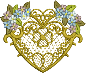 Love Heart and Flowers Embroidery Motif - 20 by Sue Box