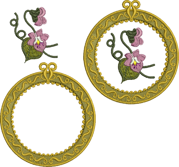 Antique Circle Design Set with flowers Embroidery 21 - by Sue Box
