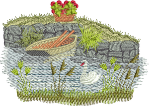 Canal Bank Scene Embroidery Motif - 22 by Sue Box