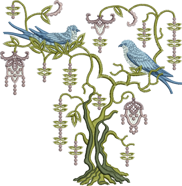 Blue Bird Bowery Embroidery Motif - 24 by Sue Box