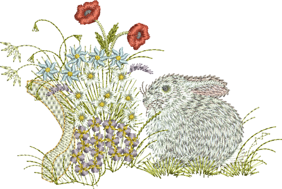 Bunny Rabbit Embroidery Motif - 24 by Sue Box