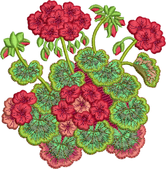 Geranium Flower Embroidery Motif - 24 by Sue Box