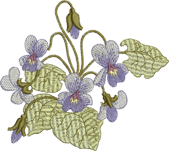 Fairy Violets Flower Embroidery Motif - 25 by Sue Box