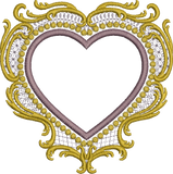 Old Gold Heart Embroidery Motif - 30 by Sue Box