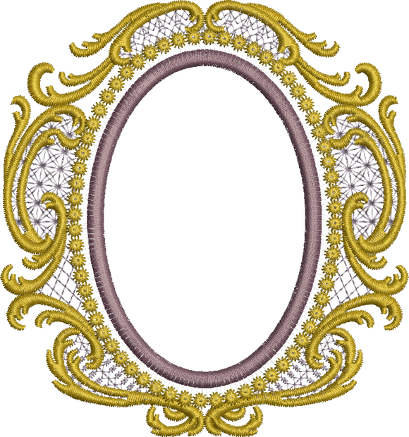 Old Gold Oval Embroidery Motif - 31 by Sue Box