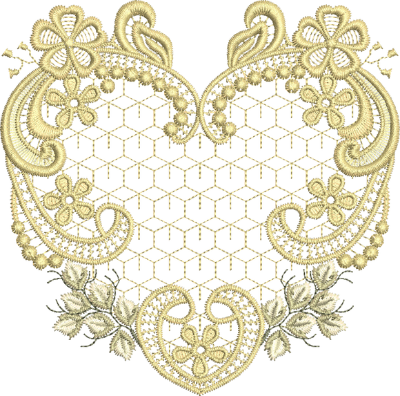 Golden Heart Embroidery Motif - 32 by Sue Box