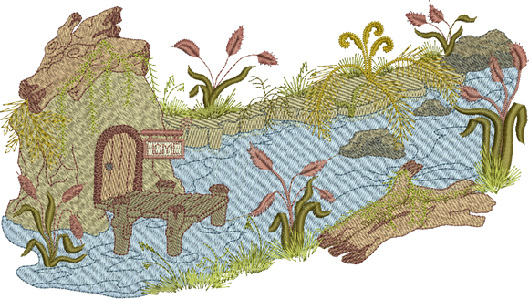 Brook Wilderness Scene Embroidery Motif - 33 by Sue Box