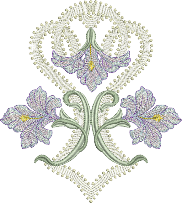 Art Nouveau Flower Machine Embroidery Motif  - 01 - by Sue Box