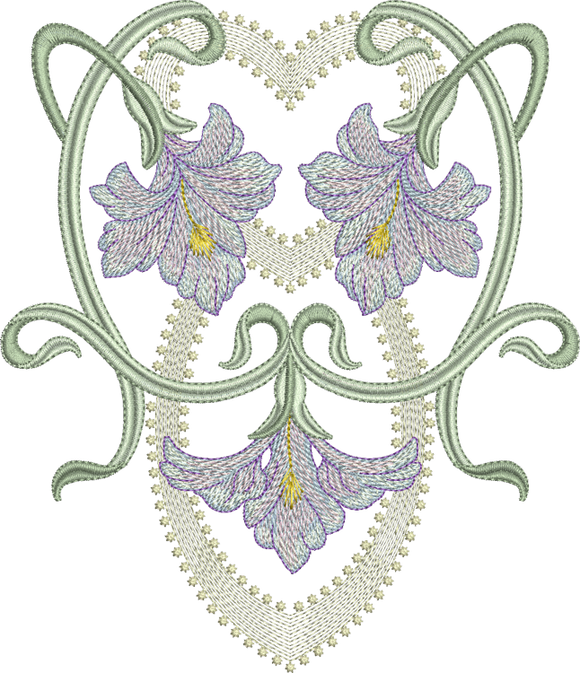 Art Nouveau Flower Machine Embroidery Motif - 08 - by Sue Box