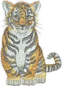 Tiger Sit - Cat embroidery Motif - 15 - Zoo Babies by Sue Box