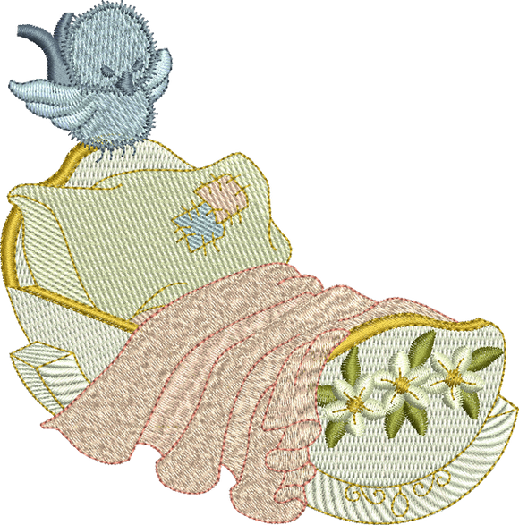Cradle and Bluebird Embroidery Motif - 01 by Sue Box
