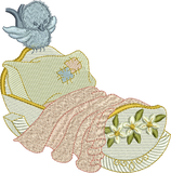 Cradle and Bluebird Embroidery Motif - 01 by Sue Box