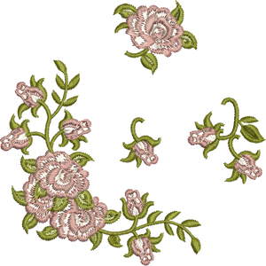 Miniature Rose Set Embroidery Motif - 01 by Sue Box