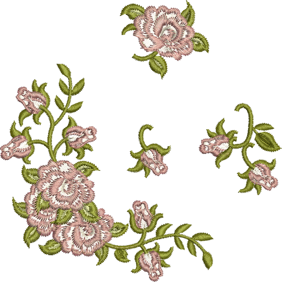 Miniature Rose Set Embroidery Motif - 01 by Sue Box