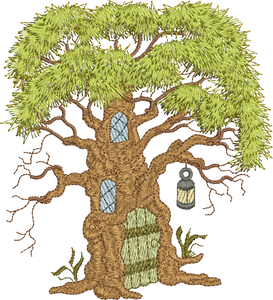 Oak Tree House Embroidery Motif - 01 by Sue Box