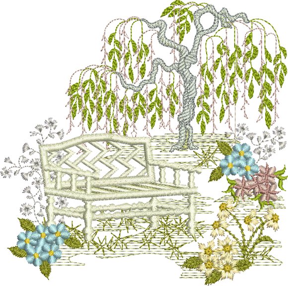 Garden Scene B Embroidery Motif - 02 by Sue Box