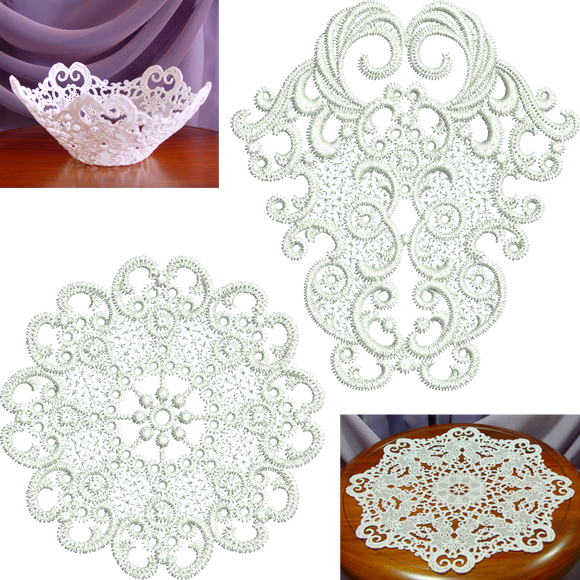 Lace - Large Lace Doily FSL Embroidery Motif - 02 by Sue Box
