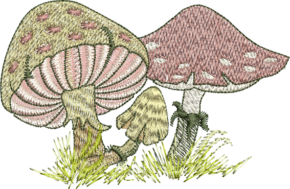 Fairy  Mushrooms Embroidery Motif - 02 by Sue Box