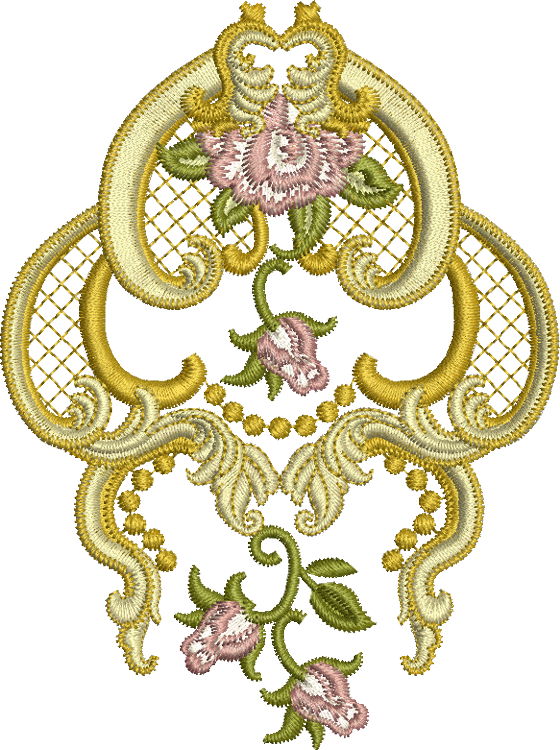 Roses Embroidery Motif -02 - Golden Classic by Sue Box