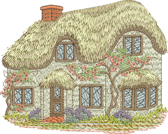 Thatched Cottage Embroidery Motif - 02 by Sue Box