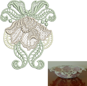Lace - Antique Flower Design Small Embroidery Motif - 03 by Sue Box