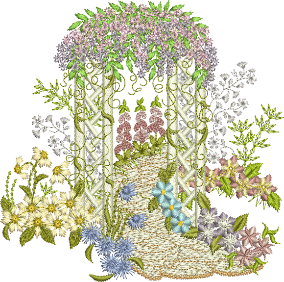 Floral Garden Arch Embroidery Motif - 03 by Sue Box