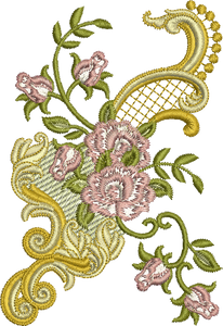 Rose Design Embroidery Motif - 03 - Golden Classic by Sue Box