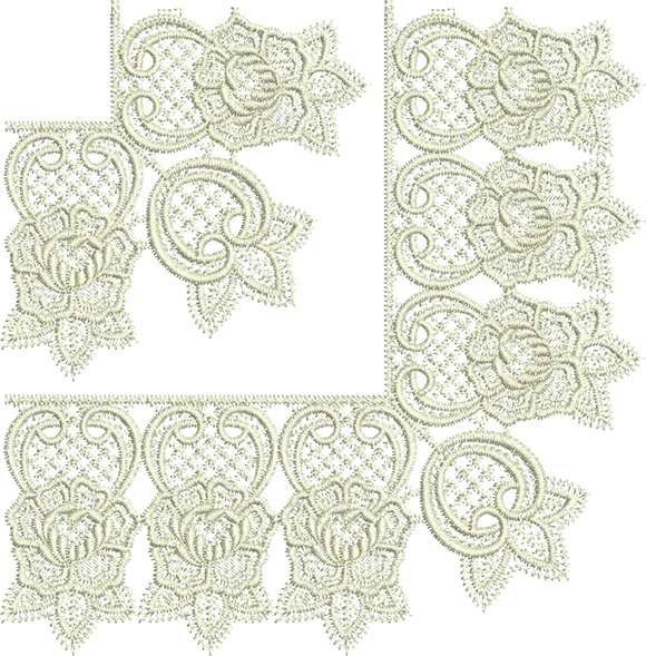 Lace Abir Border Corners Embroidery Motif - 04 by Sue Box