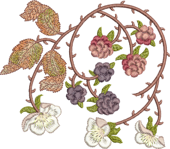 Bramble and Berries Embroidery Motif 1 - 04 by Sue Box