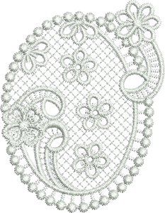 Lace Flower Oval Embroidery Motif - 04 - Classic Lace - by Sue Box