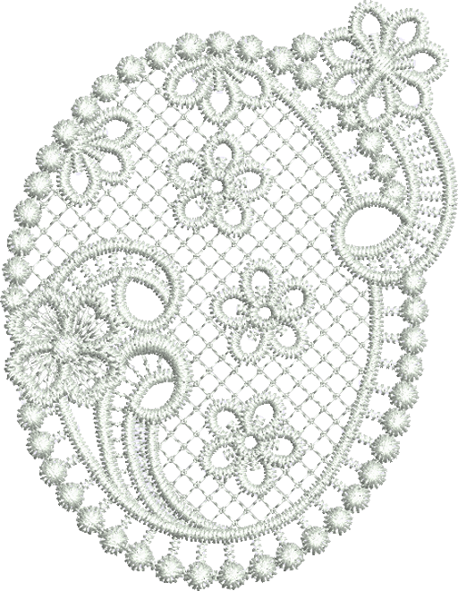 Lace Flower Oval Embroidery Motif - 04 - Classic Lace - by Sue Box