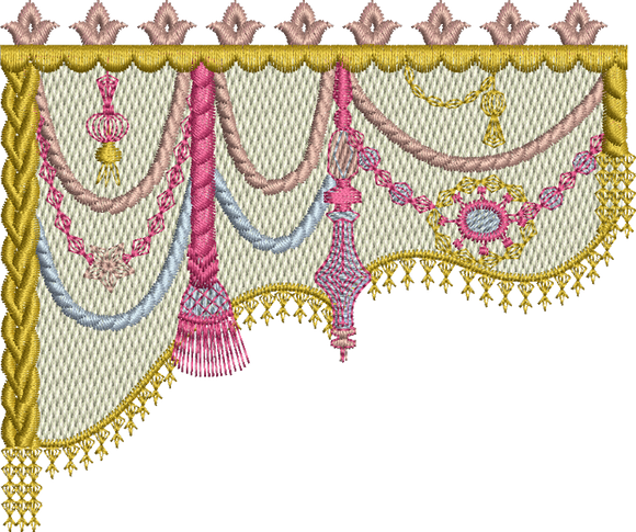 Drape-2 Sides Embroidery Motif - 05 -  A Romantic Era - by Sue Box
