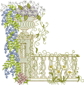 Floral Garden Scene C Embroidery Motif - 05 by Sue Box